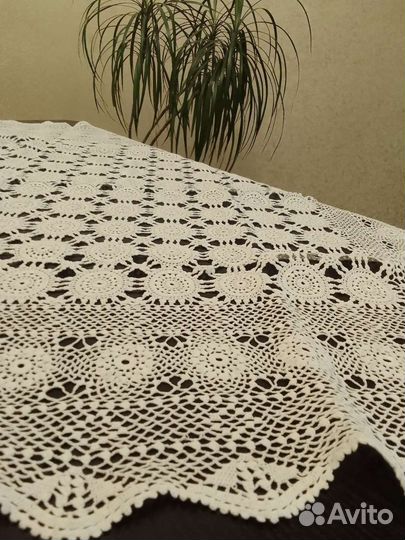 Чайная скатерть вязаная, ручная работа, винтаж