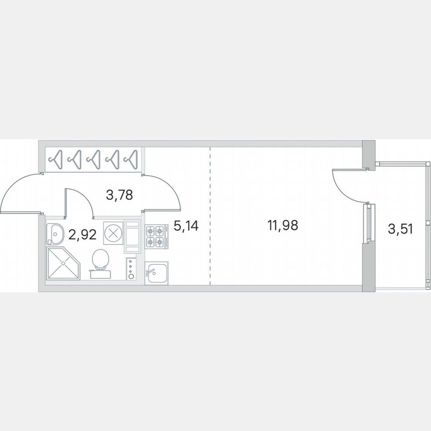Квартира-студия, 24,9 м², 2/4 эт.