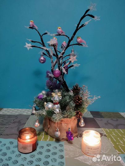 Новогоднее светодиодное дерево на стол литая хвоя