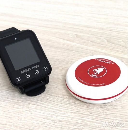 Кнопка вызова официанта и часы пейджер Элит