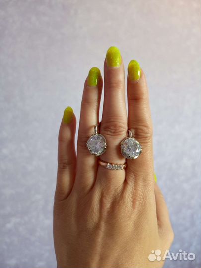 Серебряные серьги, кольца, подвески,925 проба