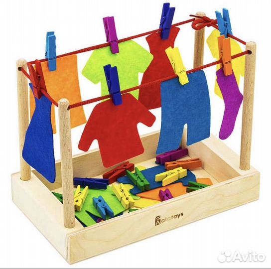 Развивающая деревянная игрушка: прищепка «Большая