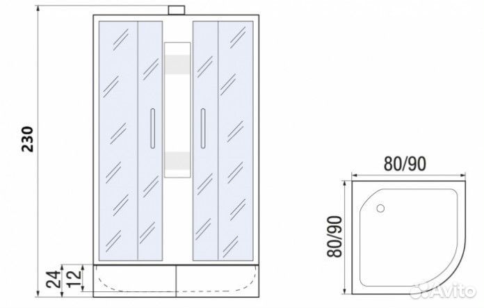 Душевая кабина River Nara Light Б/К XL 90х90х230
