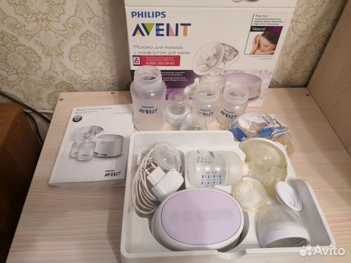 Молокоотсос электрический Avent + бутылочки