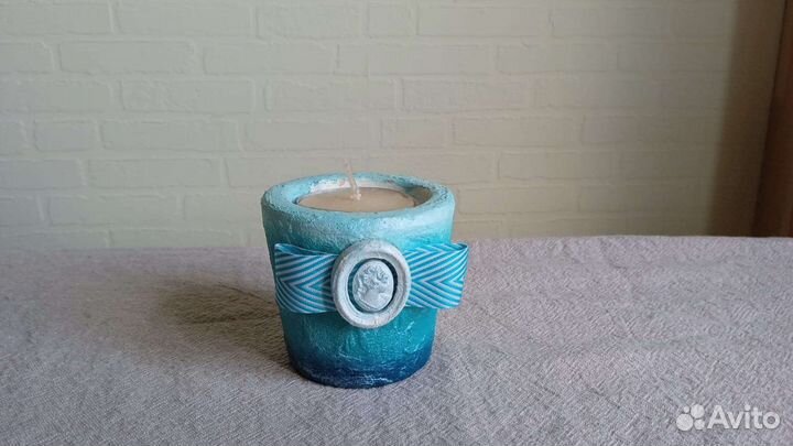 Голубой подсвечник ручной работы