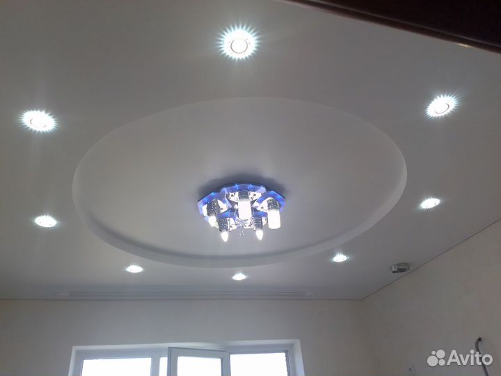 Натяжные потолки, отделочные работы