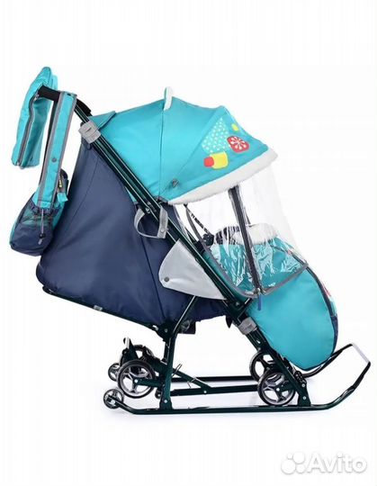 Санки коляска ника Наши Детки 5-1 изумруд лисичка