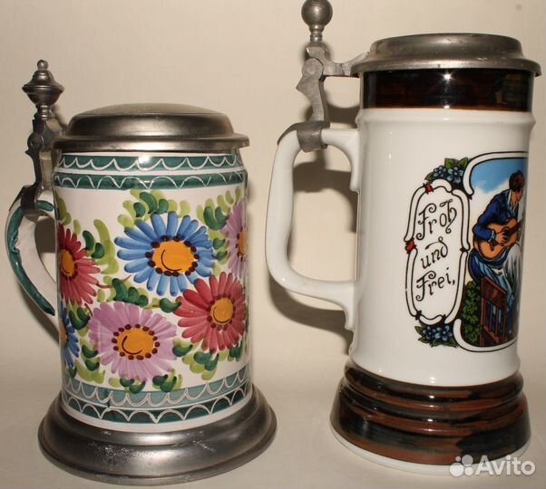 Немецкие Пивные Кружки. Майолика. Кавалеры с Дамой
