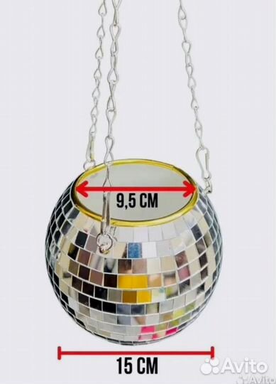 Кашпо из диско шара / кашпо из зеркальной мозаики