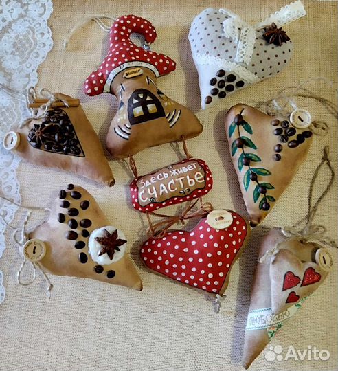 Кофейные сердечки- обереги, сувениры