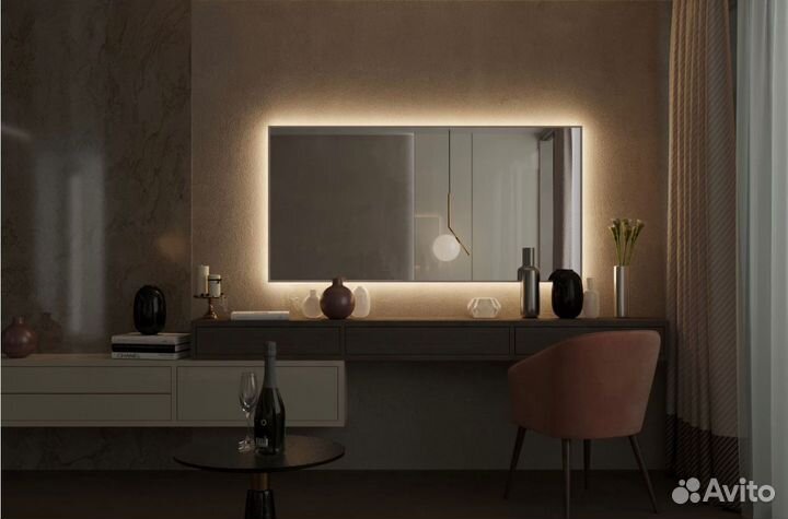 Зеркало с подсветкой в раме 80*175см