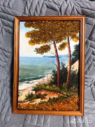 Картина с янтарем ручная работа