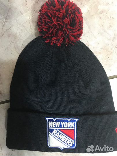 Шапка вязаная NHL New York Rangers новая.Черная