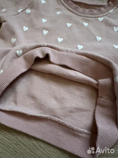 Детский розовый костюм с сердечками 9-12 мес