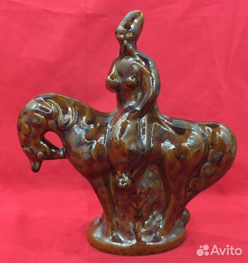 Статуэтка Майолика. Казак на коне. СССР