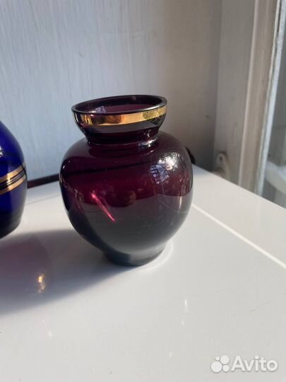 Вазы цветное стекло, СССР, винтаж