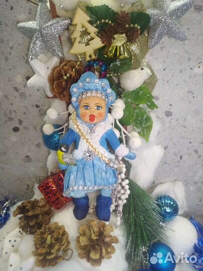 Ватные елочные игрушки новые ручной работы