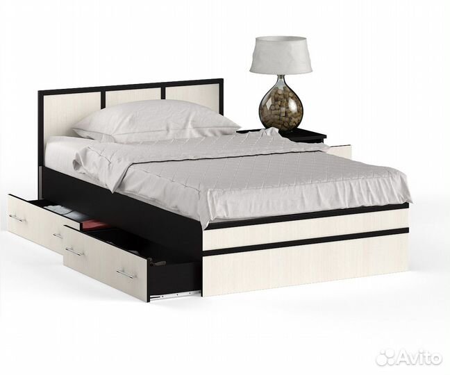 Кровать с ящиками и тумбой Сакура 1200 цвет венге/дуб лоредо