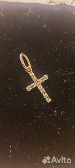 Золотая подвеска крест с бриллиантами