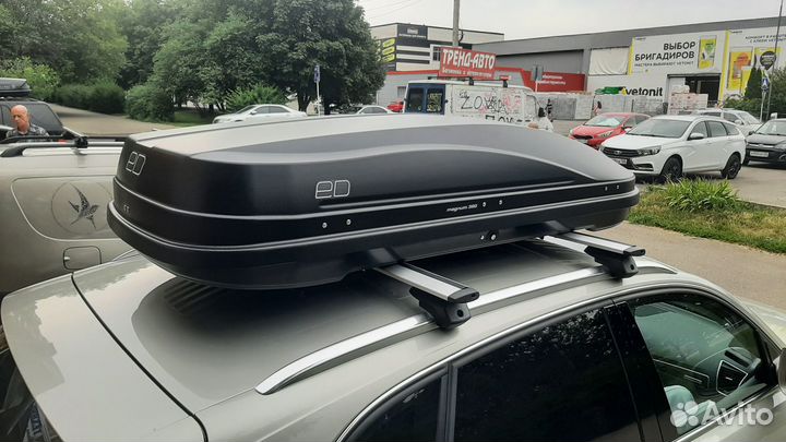 Автобокс на крышу Magnum 390, Черный карбон