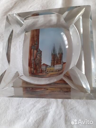 Пепельница чешское стекло