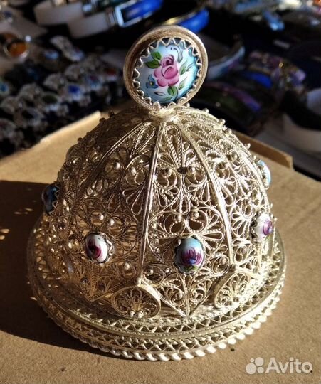 Колокольчик Ювелирный из Скани с Финифтью Серебро