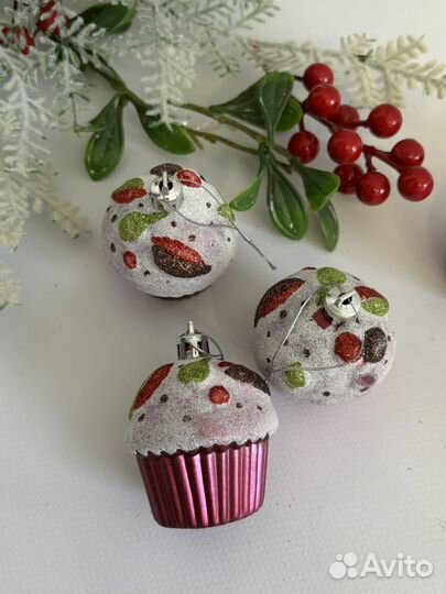 Елочные игрушки кекс маффины новые