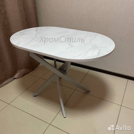 Овальный кухонный раздвижной стол 