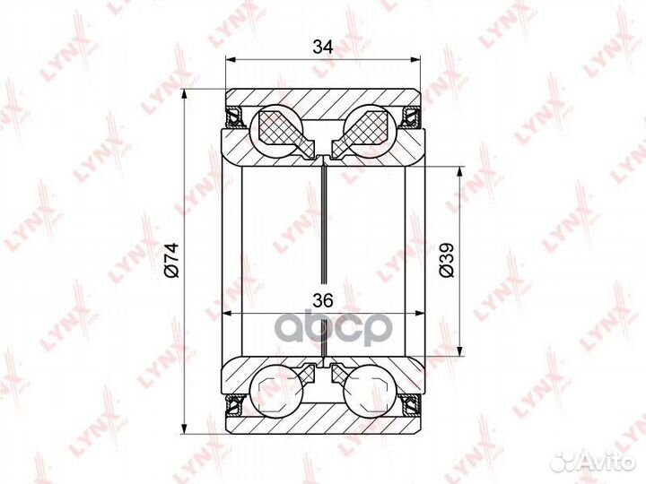 Подшипник ступицы передний (36/34x39x74) WB-132
