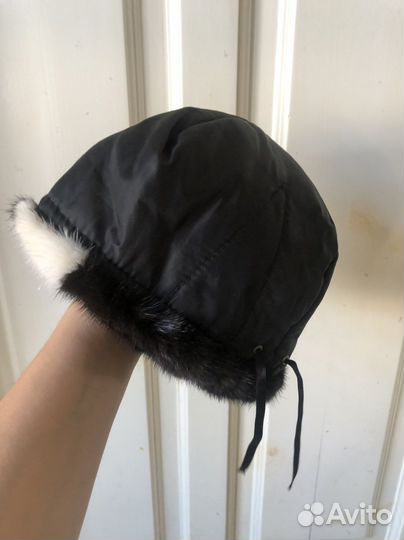 Шапка норковая с ушками кошка 56 ог