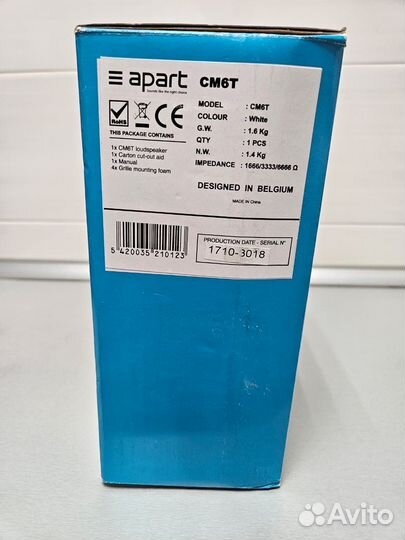 Встраиваемы потолочный громкоговоритель apart CM6T