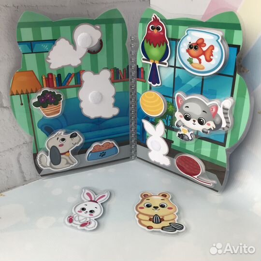 Серия развивающих книжек на липучках с животными