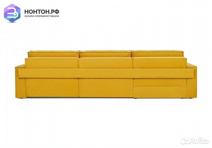 Диван угловой еврокнижка трехместный Тревис желтый