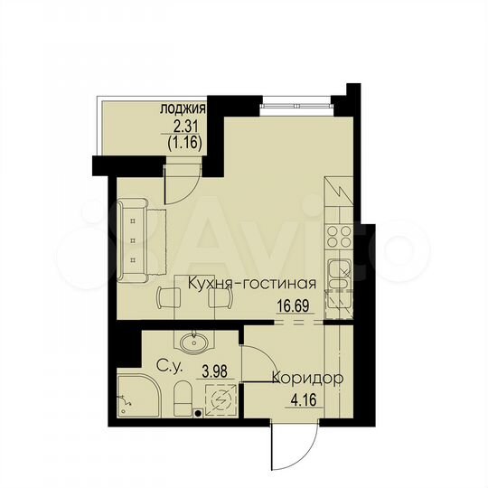 Квартира-студия, 26 м², 11/12 эт.