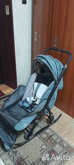 Детские санки коляска с колесами