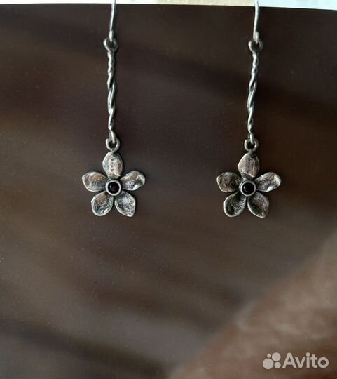 Серьги серебряные 925 с гранатом