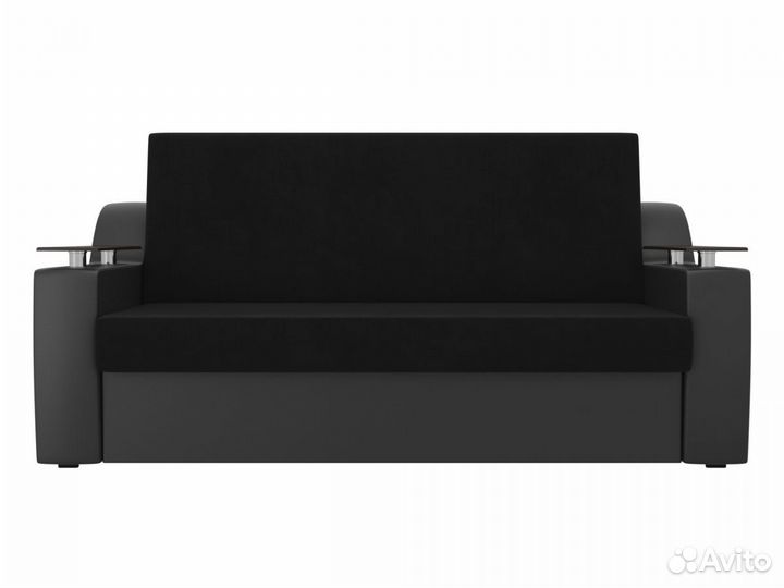 Диван прямой аккордеон Сенатор 140, велюр, черный, черный