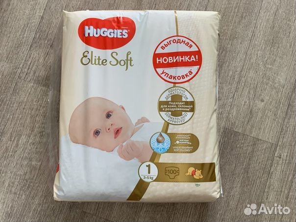 Huggies 1 шт. Хаггис Элит софт 100шт. Huggies Elite Soft 1 100шт