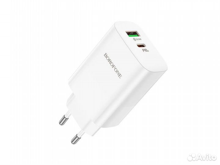 Блок питания borofone BN10 USB+Type-C 65W, белый