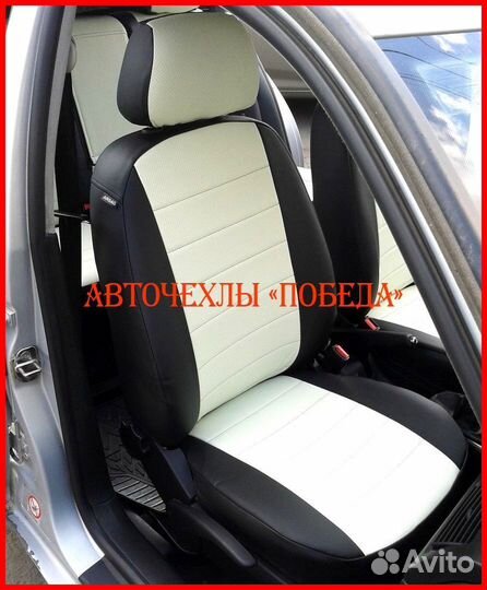 Чехлы Volkswagen Golf 4 из экокожи чёрно-белые