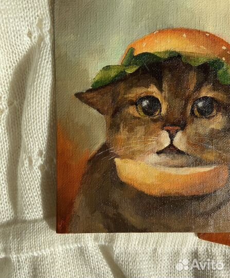 Кот-бургер. Картина маслом