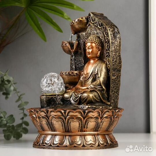 Фонтан настольный от сети, подсветка 'Будда в арке
