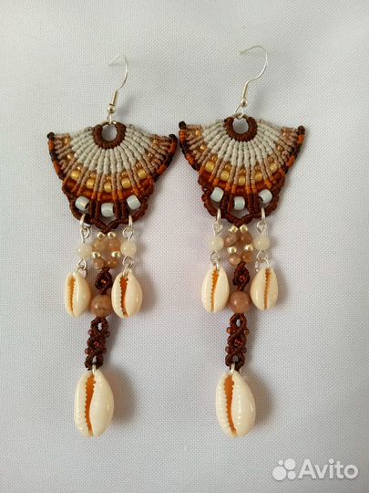 Серьги плетёные макраме