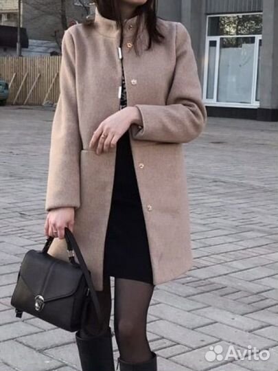 Пальто женское осень-весна 42 XS бежевое