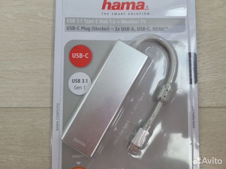 Концентратор usb 3.1 type-c Hub 1:3 + Monitor/TV H