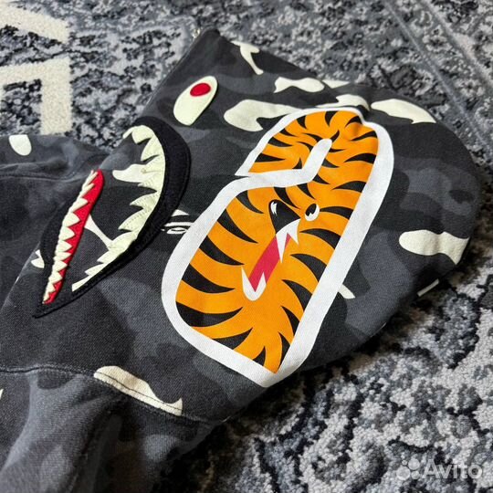 Худи A Bathing Ape Shark Full Zip Hoodie City Camo