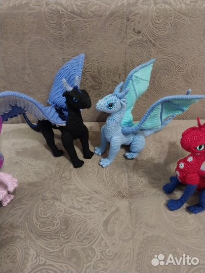 Драконы игрушка вязаная мягкая Ручная работа