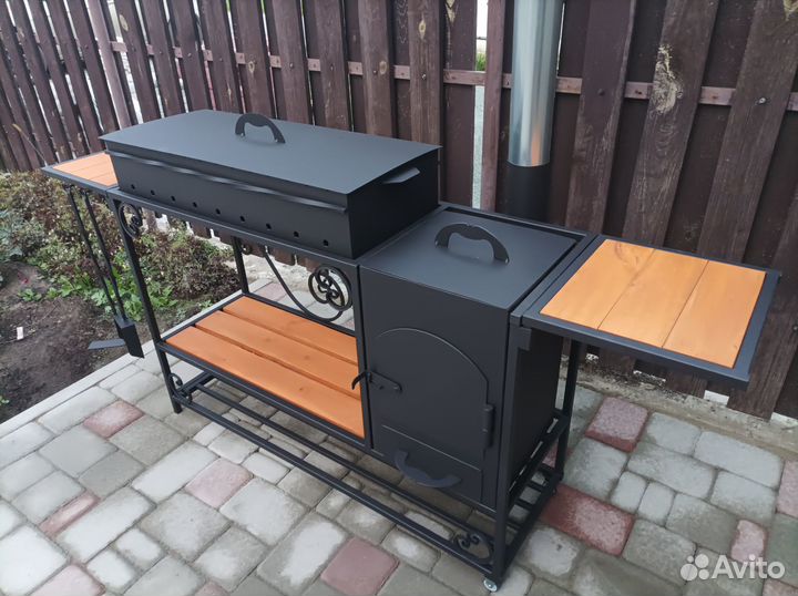 Мангал с печью под казан