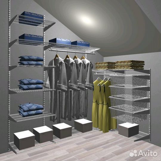 Гардеробная система Аристо на мансарду