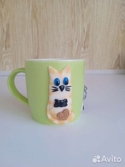 Кружка с декором из полимерной глины